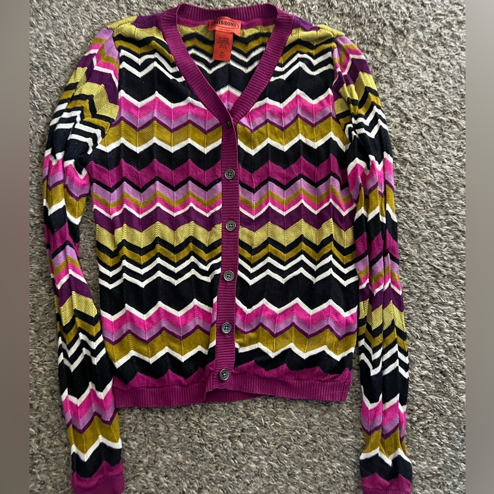 MISSONI Colorful Chevron Patterned cardigan Sweater SzM